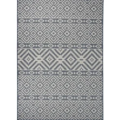 Hot Muebles tifón Alfombra de exterior de tejido plano rayas azules 120x170 cm Azul