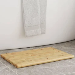 Clearance Muebles tifón Alfombrillas de baño 2 unidades bambú 50x35 cm Marrón