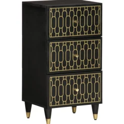 Best Muebles tifón Armario auxiliar madera maciza de mango 40x33x75 cm Negro
