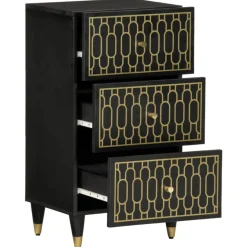 Best Muebles tifón Armario auxiliar madera maciza de mango 40x33x75 cm Negro