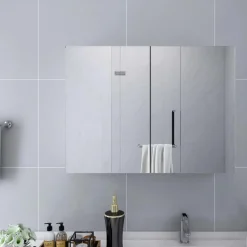 Best Muebles tifón Armario de baño con espejo MDF blanco 80x15x60 cm Blanco