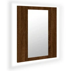 Best Muebles tifón Armario de baño con espejo LED madera marrón roble 40x12x45 cm Marrón