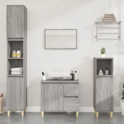 Best Muebles tifón Armario de baño madera contrachapada gris Sonoma 30x30x190 cm Gris