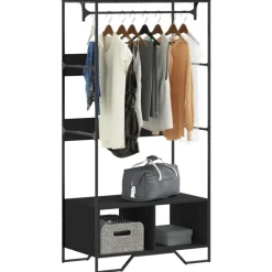 Clearance Muebles tifón Armario de madera de ingeniería negra 90x50x180 cm Negro