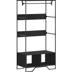 Clearance Muebles tifón Armario de madera de ingeniería negra 90x50x180 cm Negro