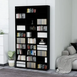 Discount Muebles tifón Armario para CDs madera contrachapada negro 102x16x177,5 cm Negro