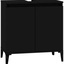 Best Muebles tifón Armario para lavabo madera contrachapada negro 58x33x60 cm Negro
