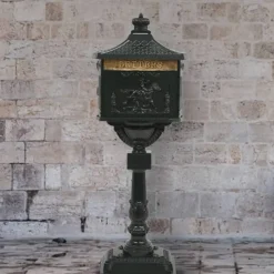Best Muebles tifón Buzón de pedestal de aluminio estilo vintage inoxidable verde Verde