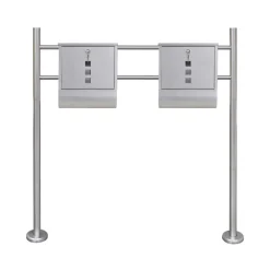 Discount Muebles tifón 2 buzones con soporte de acero inoxidable Plateado
