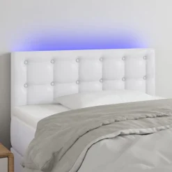 Best Muebles tifón Cabecero con LED cuero sintético blanco 100x5x78/88 cm Blanco