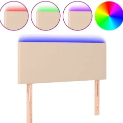 Best Muebles tifón Cabecero con LED cuero sintético color capuchino 80x5x78/88 cm Marrón