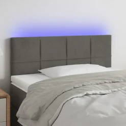 Clearance Muebles tifón Cabecero con LED de terciopelo gris oscuro 100x5x78/88 cm Gris