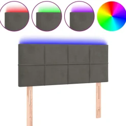 Clearance Muebles tifón Cabecero con LED de terciopelo gris oscuro 100x5x78/88 cm Gris