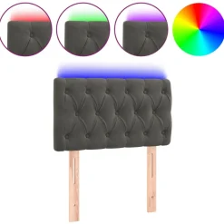 Sale Muebles tifón Cabecero con LED de terciopelo gris oscuro 80x7x78/88 cm Gris