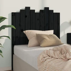 Hot Muebles tifón Cabecero de cama madera maciza de pino negro 96x4x110 cm Negro