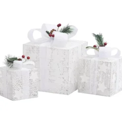 Fashion Muebles tifón Caja regalo decorativa Navidad 3 pzas blanca exterior/interior