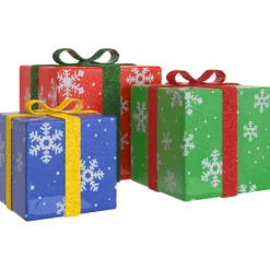 Best Muebles tifón Cajas de regalo Navidad iluminadas 3 uds 64 LEDs blanco cálido