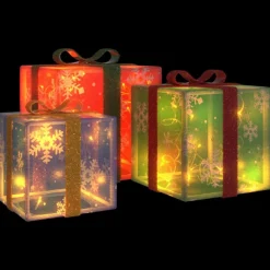Best Muebles tifón Cajas de regalo Navidad iluminadas 3 uds 64 LEDs blanco cálido
