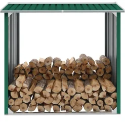 Online Muebles tifón Caseta de jardín para leña acero galvanizado verde 172x91x154cm Verde