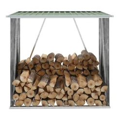 Hot Muebles tifón Casetilla para leña acero galvanizado verde 163x83x154 cm Verde