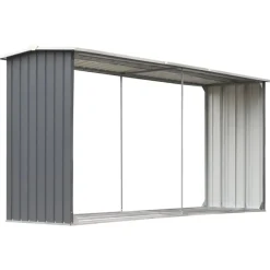 Outlet Muebles tifón Casetilla para leña acero galvanizado gris 330x92x153 cm Gris