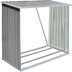 Clearance Muebles tifón Casetilla para leña acero galvanizado gris 163x83x154 cm Gris