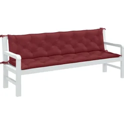 Best Muebles tifón Cojines banco jardín 2 uds tela rojo tinto melange 200x50x7 cm Rojo