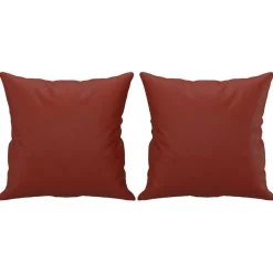 Hot Muebles tifón Cojines decorativos 2 uds cuero sintético rojo tinto 40x40 cm Rojo