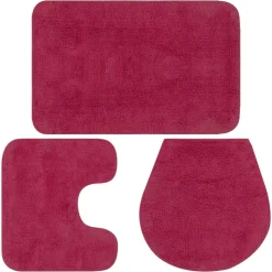 Best Muebles tifón Conjunto de alfombrillas de baño de tela 3 piezas fucsia Rosa