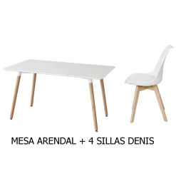 Best Muebles tifón Conjunto mesa ARENDAL+ 4 sillas DENIS