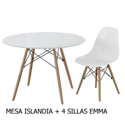 Discount Muebles tifón Conjunto mesa ISLANDIA+ 4 sillas EMMA