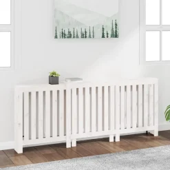 Outlet Muebles tifón Cubierta de radiador madera maciza de pino blanco 210x21x85 cm Blanco