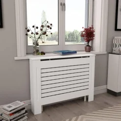 Fashion Muebles tifón Cubiertas para radiador 2 unidades MDF blanco 112x19x81,5 cm Blanco