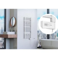New Muebles tifón EISL Radiador de baño con temporizador blanco 120x50x15 cm Blanco