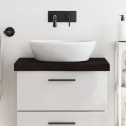 Best Muebles tifón Encimera baño madera maciza tratada marrón oscuro 60x50x(2-6)cm Gris