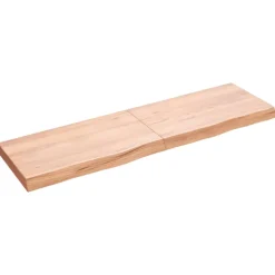 Best Muebles tifón Encimera baño madera maciza tratada marrón claro 140x40x(2-6)cm Marrón
