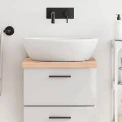Best Muebles tifón Encimera de baño madera maciza sin tratar 40x30x(2-4) cm Marrón