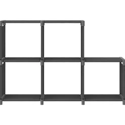 Fashion Muebles tifón Estantería de 5 cubos de tela gris 103x30x72,5 cm Gris