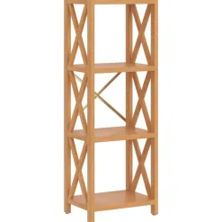Best Muebles tifón Estantería de 4 niveles madera maciza de roble 40x30x112 cm Marrón