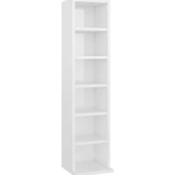 Best Muebles tifón Estantería de CDs madera contrachapada blanco brillo 21x20x88cm Blanco