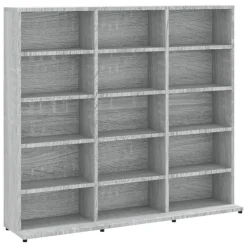 Clearance Muebles tifón Estantería para CDs madera contrachapada gris 102x23x89,5 cm Gris