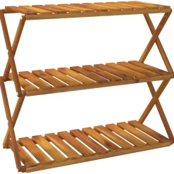 Sale Muebles tifón Estantería plegable 3 alturas madera acacia marrón 70x31x63 cm Marrón