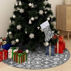 Clearance Muebles tifón Falda del árbol de Navidad de lujo con calcetín tela gris 150cm Gris
