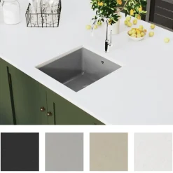 Best Muebles tifón Fregadero de cocina de granito con un seno gris