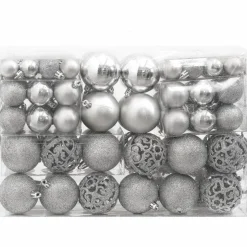Clearance Muebles tifón Juego de bolas de Navidad 111 pzas poliestireno plateado Plateado