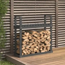 Clearance Muebles tifón Leñero de madera maciza de pino gris 110x35x108,5 cm Pino gris