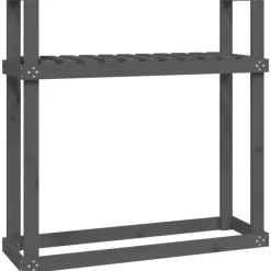 Clearance Muebles tifón Leñero de madera maciza de pino gris 110x35x108,5 cm Pino gris