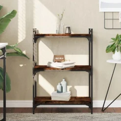 Discount Muebles tifón Librería 3 estantes madera ingeniería roble ahumado 60x30x86 cm Marrón