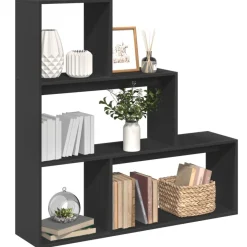 Clearance Muebles tifón Librería divisora 3 niveles madera negro 123x29x123 cm Negro