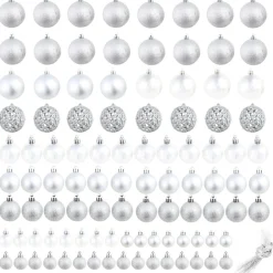 Clearance Muebles tifón Lote de bolas de Navidad 100 unidades plateadas 3/4/6 cm